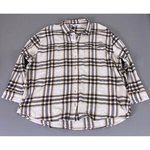 Old Navy Flannel  The Boyfriend Shirt Women's Plus 2X Plaid Button Up Cotton NWT